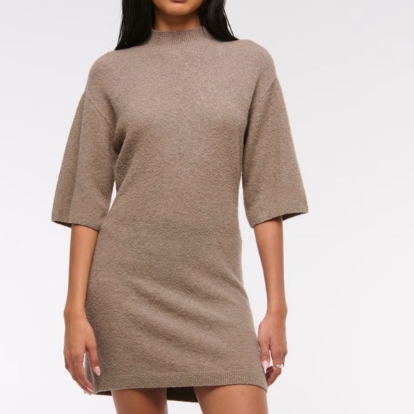 Abercrombie & Fitch Dresses & Skirts - Abercrombie & Fitch Bouclé Sweater Dress Tan Short Sleeve Size S